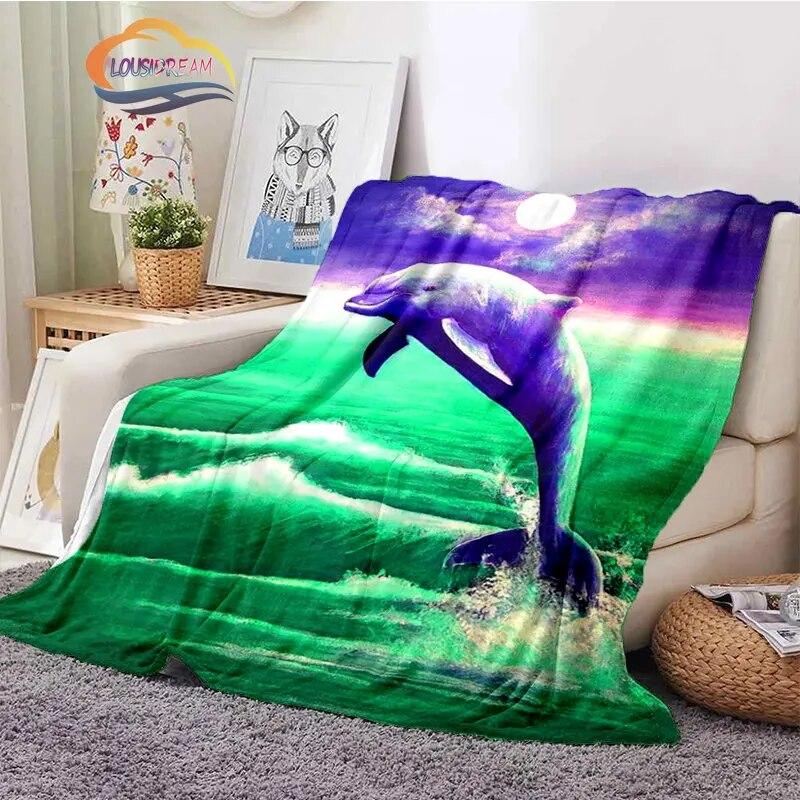 Sea Animal World Series Blanket Cute Oceanic Dolphins Super Soft Delphinids Pattern Sofa Bed Children's