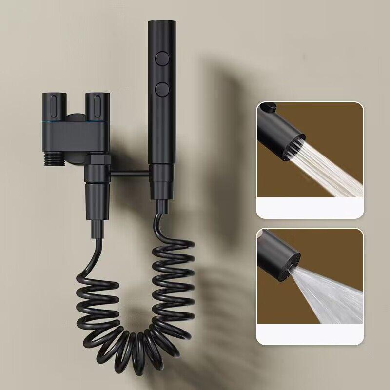 Hygienic Bidet Shower Head with Double Outlet Angle Valve Bathroom Toilet Accessories Set