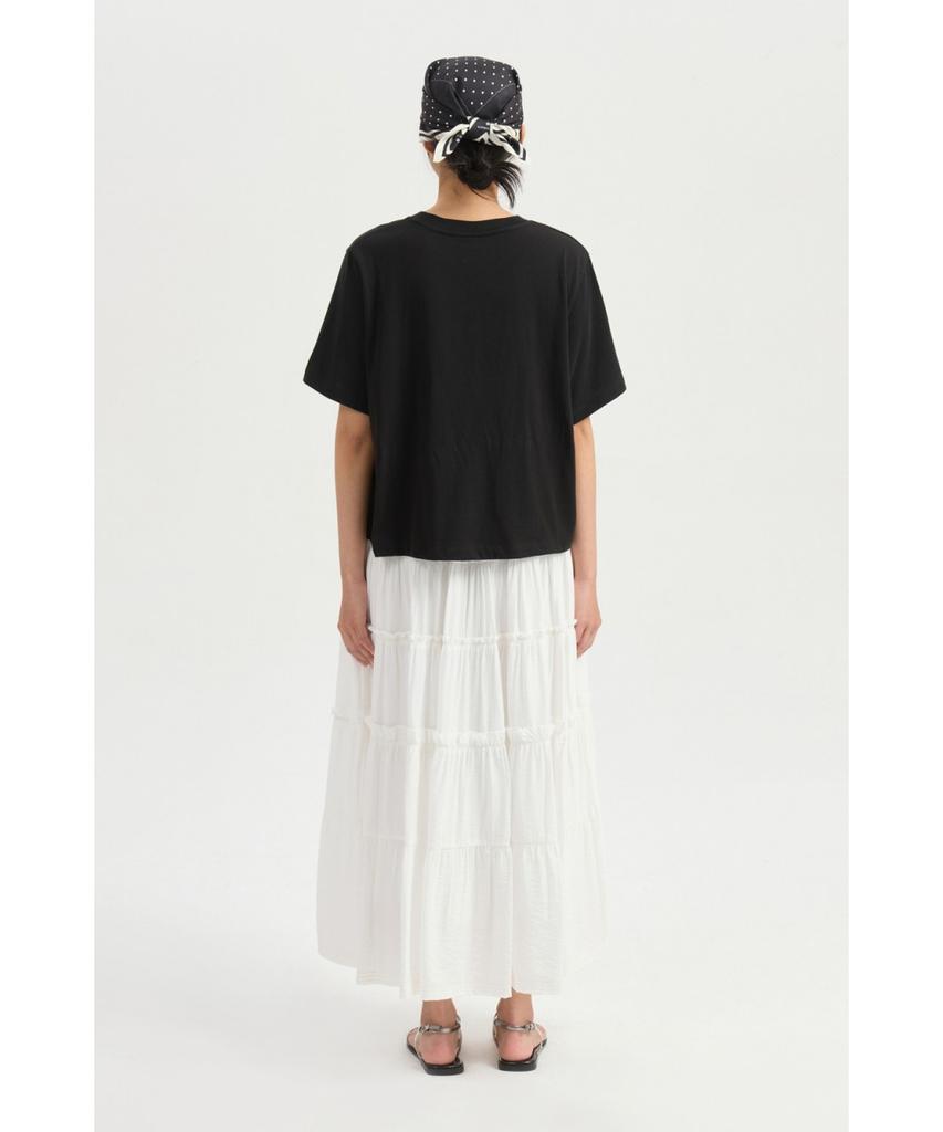 LUCKY CHOUETTE [Re-Order] Shirring Back Banding Long Skirt (Dark Ivory) Lfkax25560Ivd