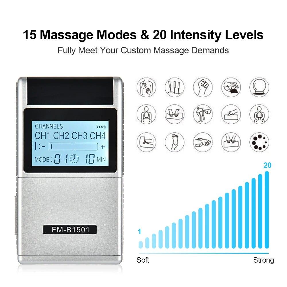 15 Mode TENS/EMS Neck Shoulder Back Body Massager Health Care Tens Ems Therapy Muscle Stimulation Electrostimulator Machine