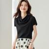 Srcr 22 Momme Silk Drape Neck Short Sleeve Top