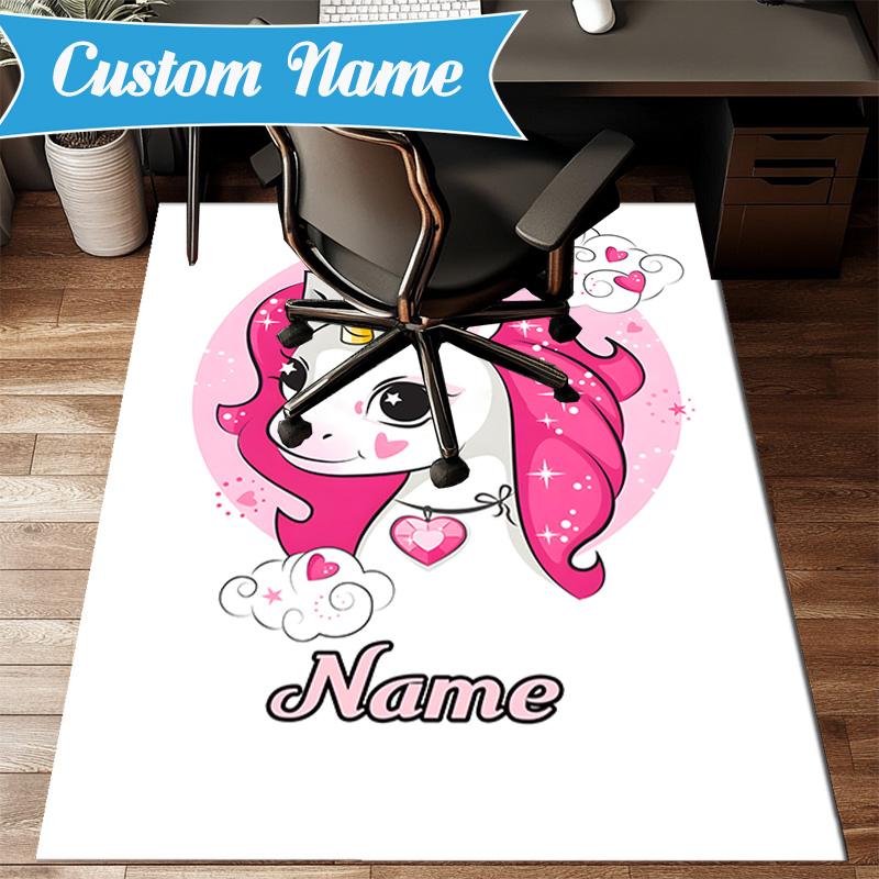 Custom Name Unicorn Dreams Art Rug for Living Room, Game Rooms, Office, Bedroom, Floor Mat Playful Design, fan gifts Christmas decor