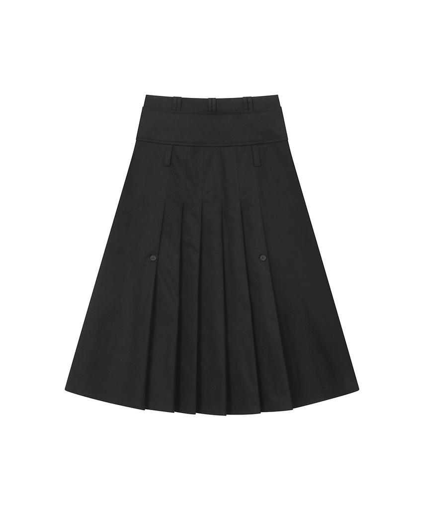 Miseki Seoul Layered Pleats Maxi Skirt Black