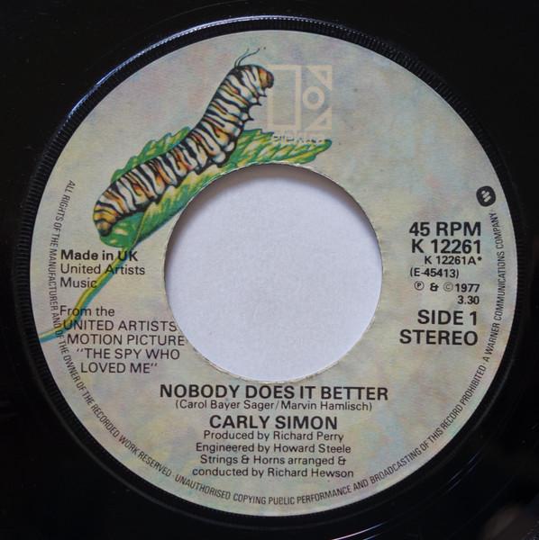 7inch Record CARLY SIMON - Nobody Does It Better K12261 ELEKTRA 1977 UK Rock Used