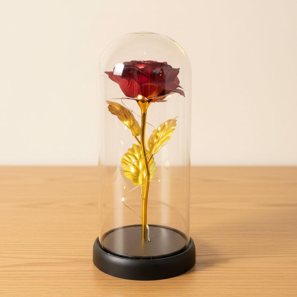 Eternal flower gold foil rose glass cover ornament birthday gift Qixi Festival Valentine's Day Mother's Day Christmas night light