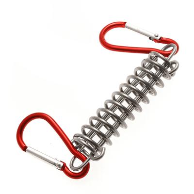 Stainless Steel Tent Wind Rope Spring Buckle Tent Tensioner Camping Deck Pegs With Carabiner Clips Awning Tightener Fixed Hook