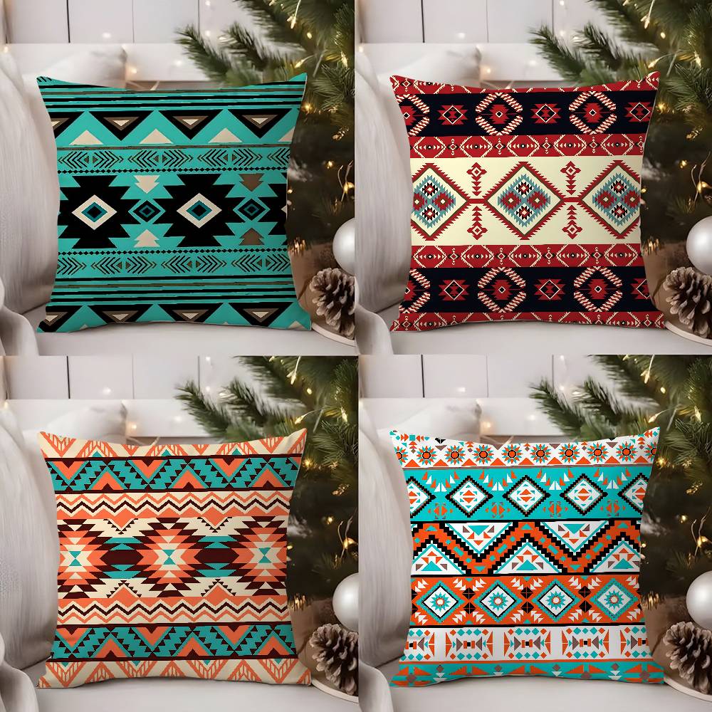 Fashion Bohemia Painting Pillow Case Home Dorm Chair Back Short Plush Double-Sided Printing Office Nap Time Cushion Cover