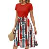 Mote Dame Casual Belte Kortermet Rund Hals Geometrisk Trykk Spleiset Elegant Temperament Kjoler