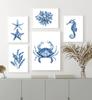 Marineblaue Koralle, Algen, Muschel, Seepferdchen, Hummer, Krabbe, Seestern, Poster, Wandkunst, Druck, Leinwand, Malerei, Dekor, Bilder für Wohnzimmer