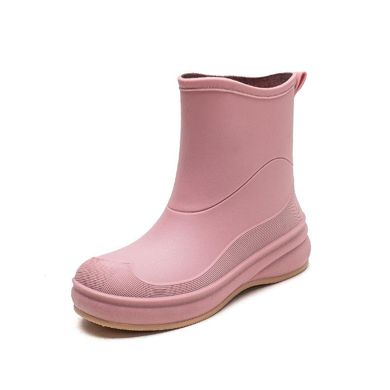 Water shoes new Japanese and Korean short tube velvet non-slip rain shoes women, fashionable thickened outer wear PVC waterproof women's rain boots