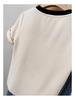 Plus Size Women's Stylish Square Neck Short Sleeve Summer T-shirt - Pure Cotton, Slimming, Up to 200 Jin.