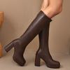 Boots Winter Shoes For Women Round Toe Luxury Designer Clogs Platform Sexy Thigh High Heels High Sexy Stiletto Low  Fashion