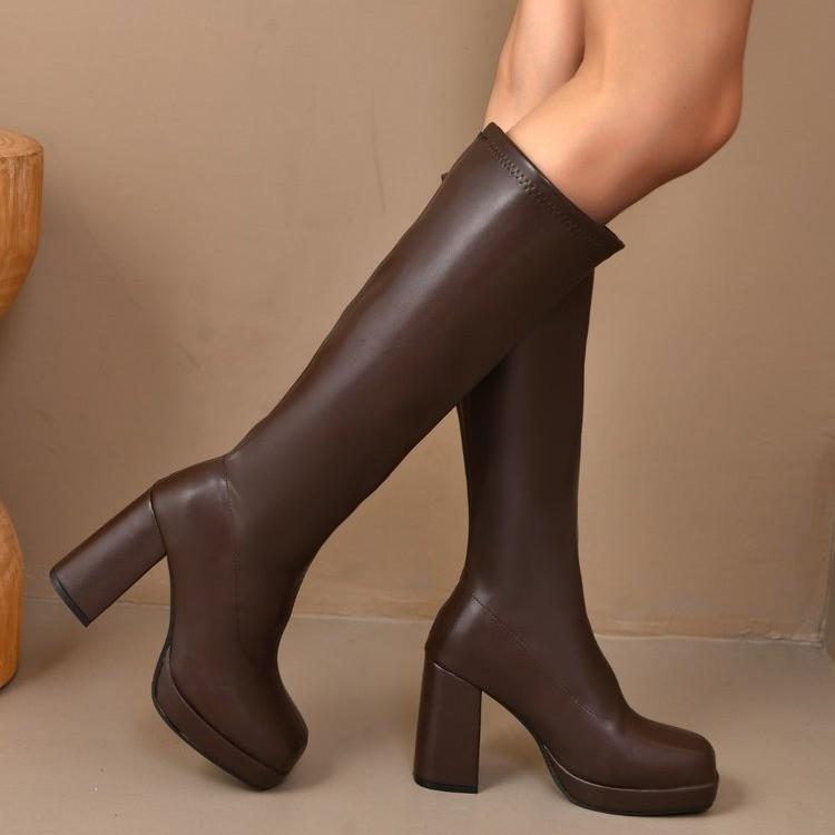 Boots Winter Shoes For Women Round Toe Luxury Designer Clogs Platform Sexy Thigh High Heels High Sexy Stiletto Low  Fashion