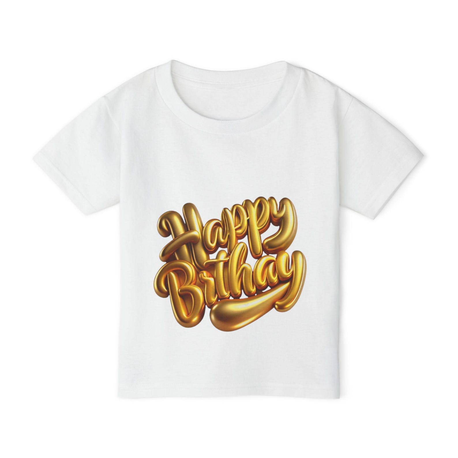 Gold Balloon Script Happy Birthday Toddler T-shirt | Birthday Shirt 130