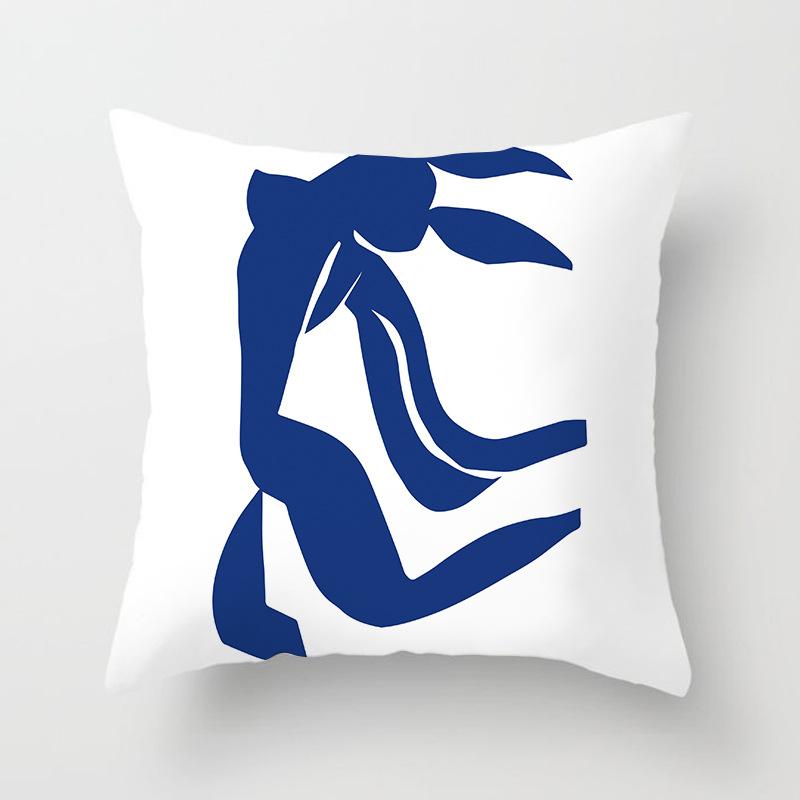 New Ins Nordic-style Pillowcase Geometric Abstract Art Figure Blue Pillow Cushion Cover
