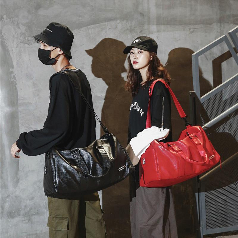 PU-skinn én skulder kortreist forretningsreiseveske med trykte bokstaver for trening Yoga trening reiseveske