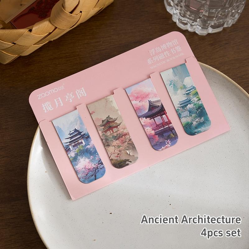 4pcs Retro Painting Magnetic Bookmarks Pack for Books Monet Mucha Gallery Page Clips Book Marker Unique Reading Gift