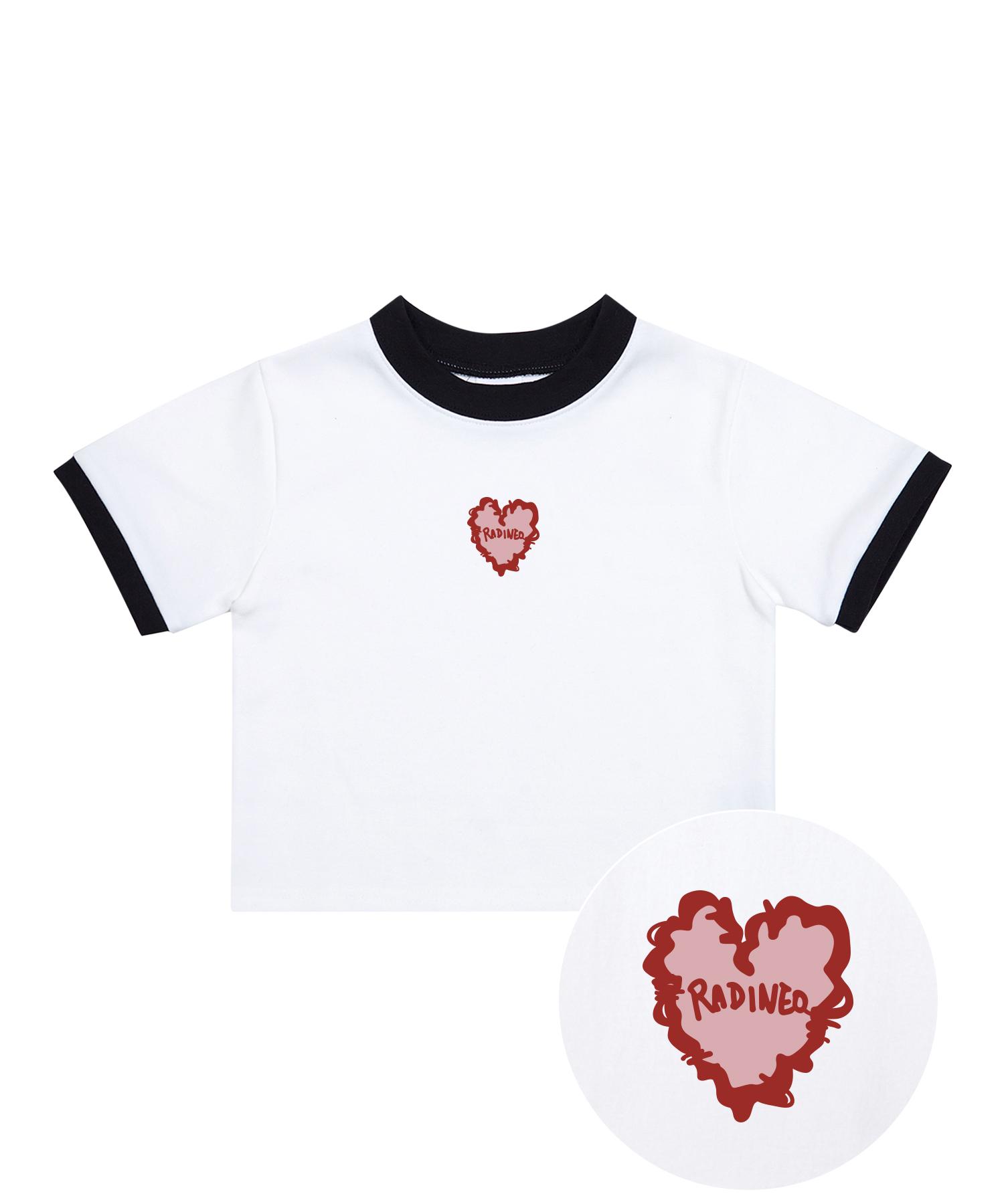 Radineo Fluffy Heart Pink White Crop Top Free