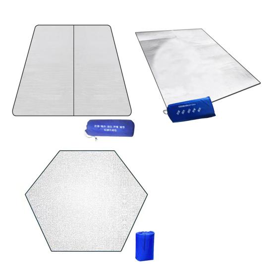 Aluminiumfolie Schaummatte Isolierende Campingmatte Reflektierende Wärme Feuchtigkeitsbeständig Wasserdicht Outdoor Picknickmatte EPE Innenraum Faltbar Handgepäck Doppelseitig