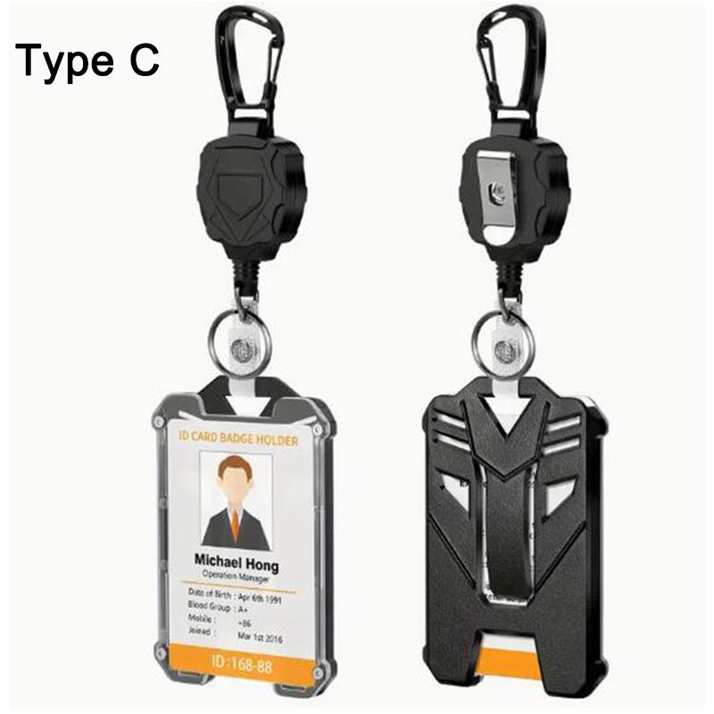 Badge Reel Clip Credit Card Cover Bus Card Cover Case Retractable Badge Holder Badge Clip Heavy Duty ID Holder-3 Style