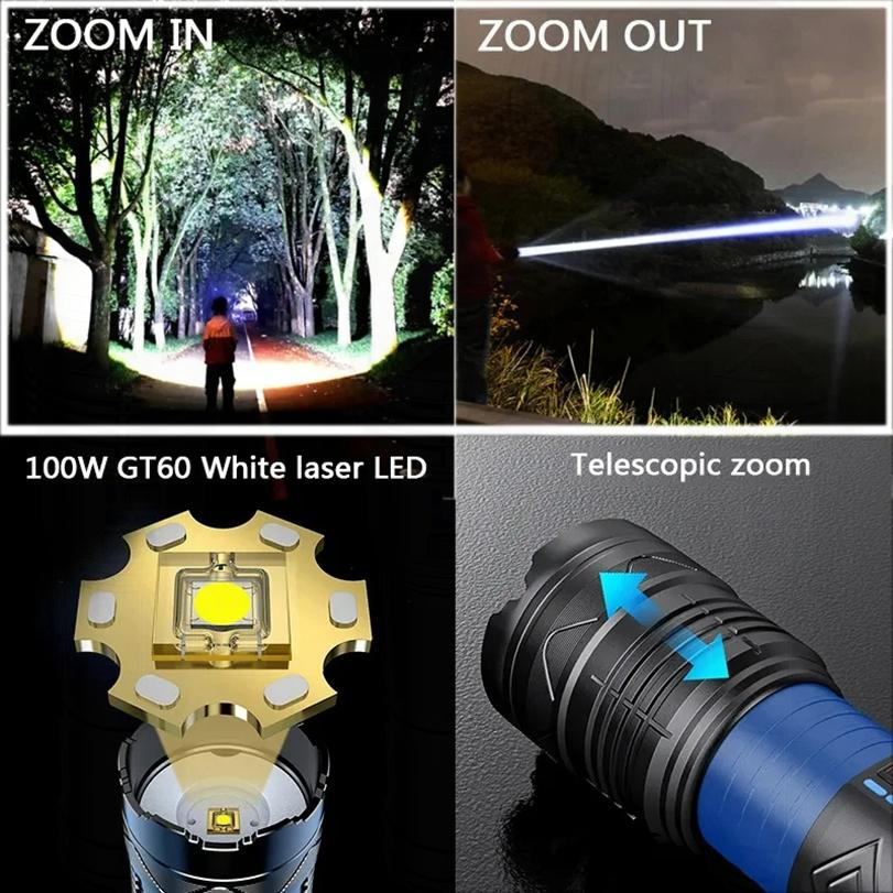 Powerful LEDs 1000000LMs Flashlight Super Bright Rechargeable Portable Ultra Power Torch Lamps Outdoor Emergency Camping Lantern
