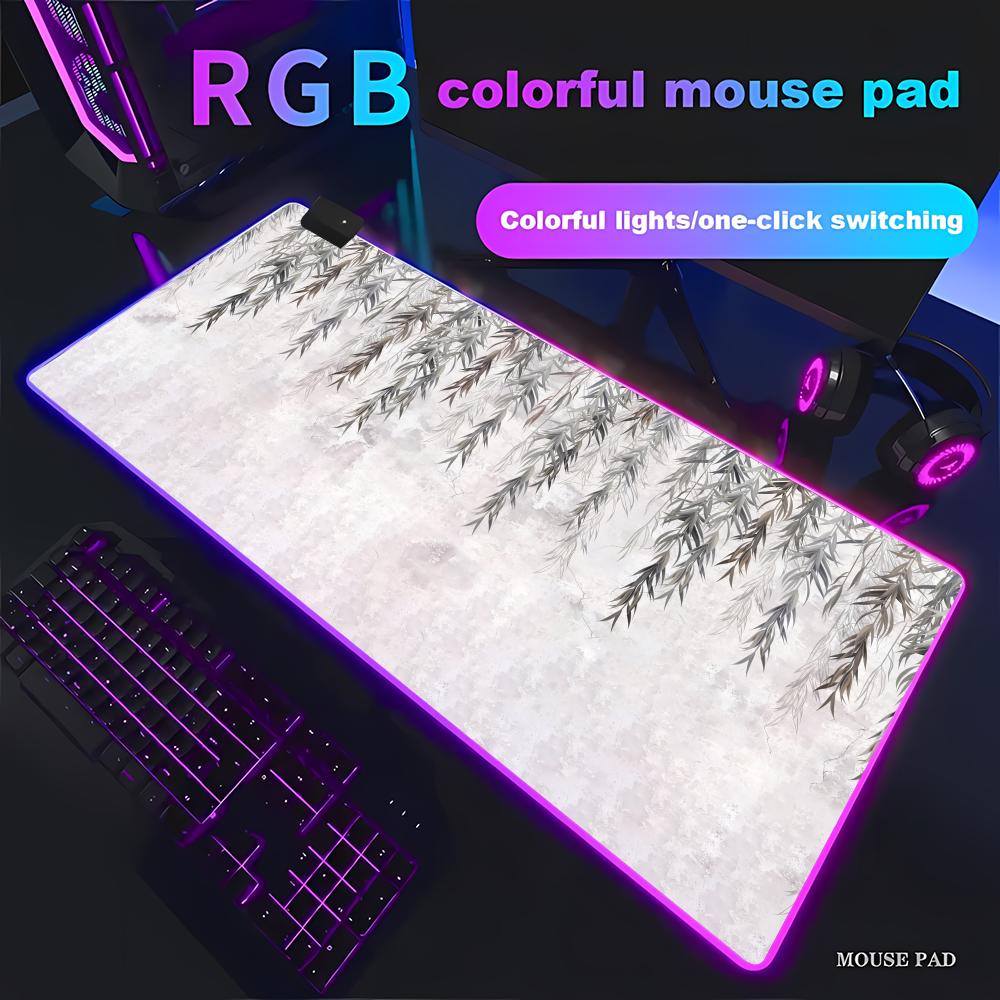 

Эстетика Растение Коврик для мыши Цветы Зеленые листья RGB Игровой коврик HD Геймерский Большой LED Подсветка XXL Коврики для мыши ПК Компьютерный коврик Нескользящий RGB600x300x3mm