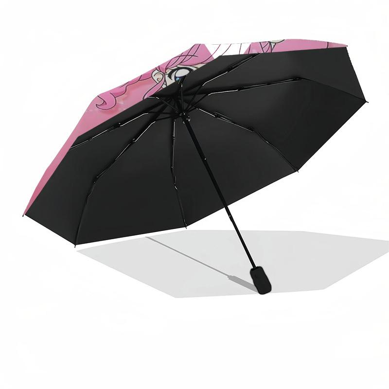 1pc Pink Hair Anime Girl Outdoor Umbrella - Automatic Opening/Closing, Portable 3-Fold Design with 8-Rib Iron Frame - Perfect Gift for Fans, Travelers