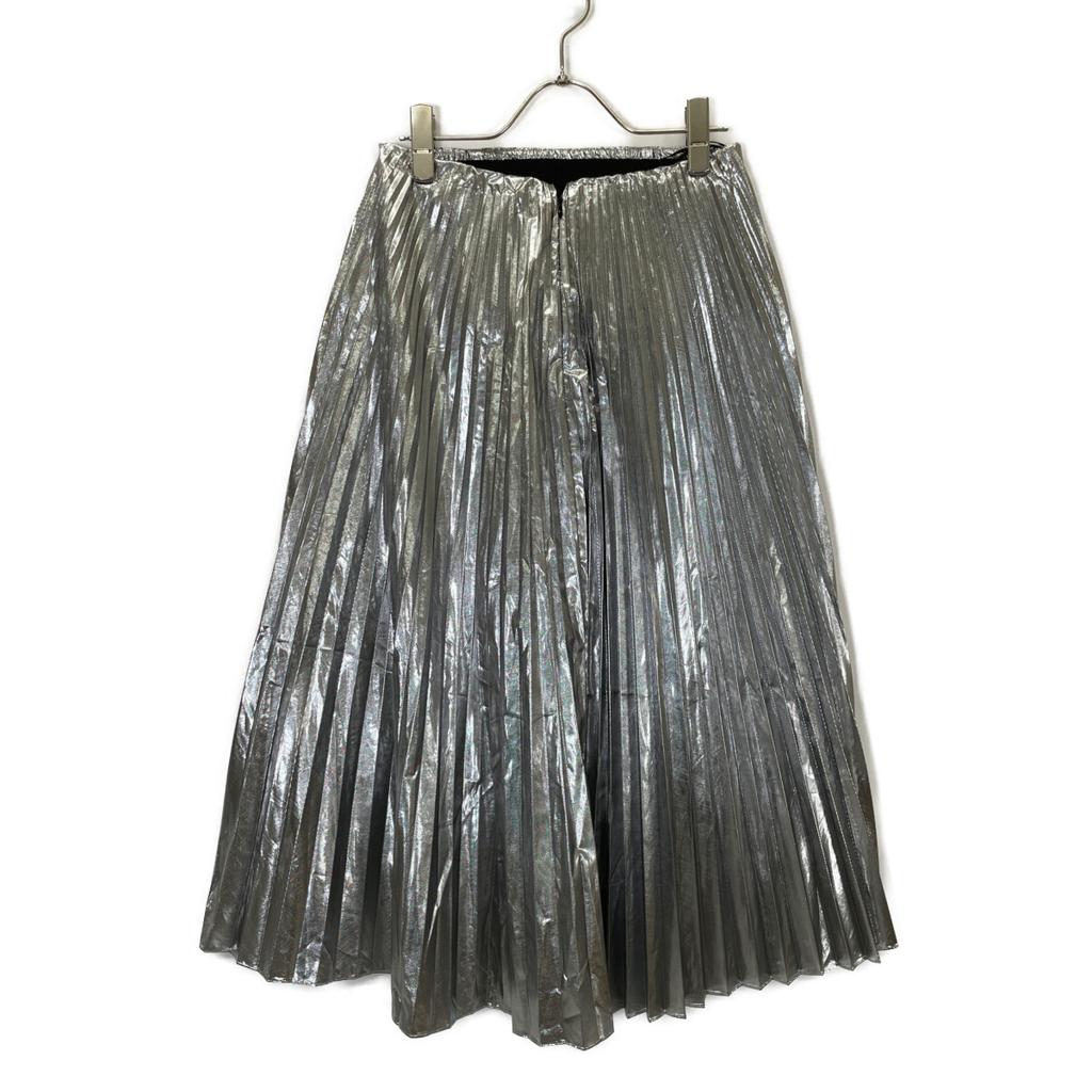 BALENCIAGA 601169 19 Silver Pleated Long Skirt skirt 34 SilverUsed
