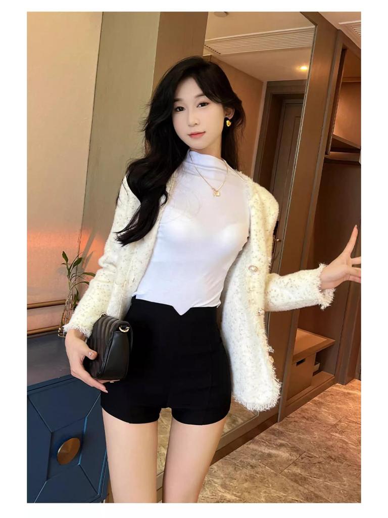 Autumn/Winter 2025 Women's High Waist Korean A-line Wide Leg Shorts - Slimming, Elastic, Versatile Casual Booty Shorts