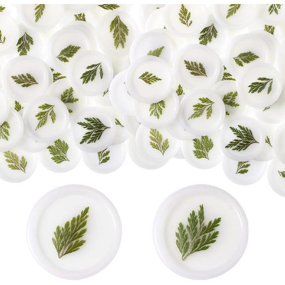Qilery 50 Pcs Wax Seal Stickers Envelope Seals Adhesive Envelope Sticker Seals White Dry Pine Leaves Wax Seal Sticks for Wedding Invitations Bridal