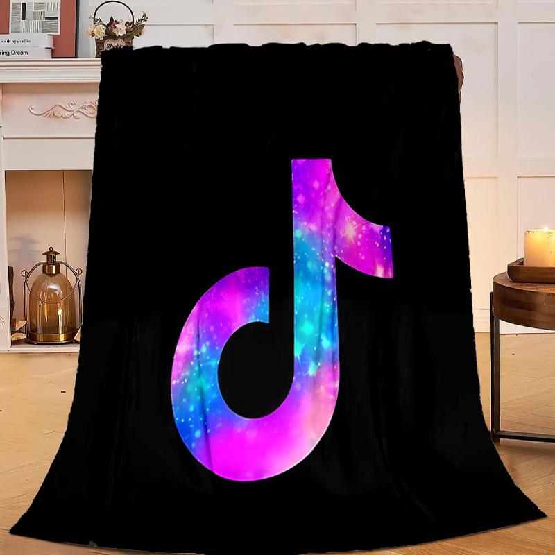 1 Adet Neon Müzik Notalı Flanel Battaniye Hediye, Hem Kadın Hem Erkek İçin Uygun, Yumuşak, Yataklar ve Kanepe İçin İdeal, Doğum Günü veya Noel Hediyesi