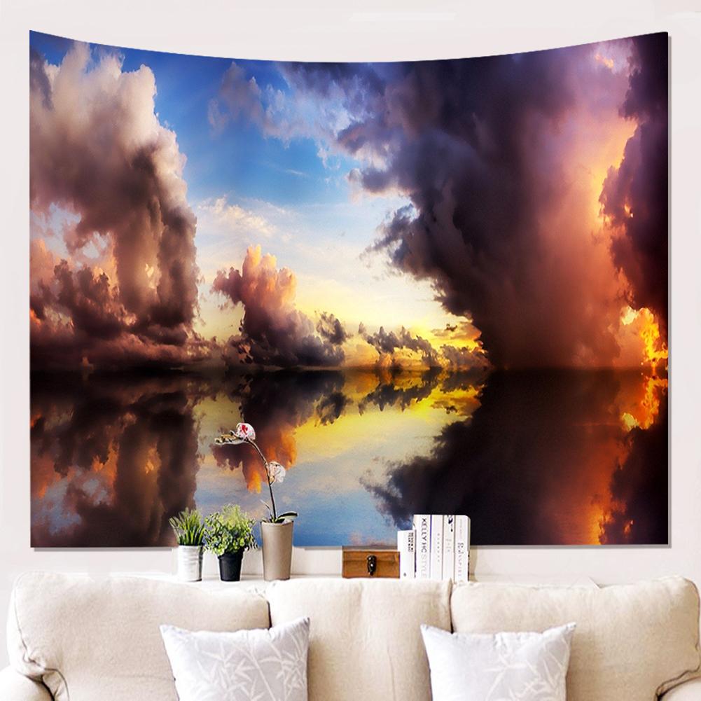 Natural Landscape Series Printed Tapestry Mountain Water Tree Background Painting Wall Decoration Blanket Tablecloths Beach Towels