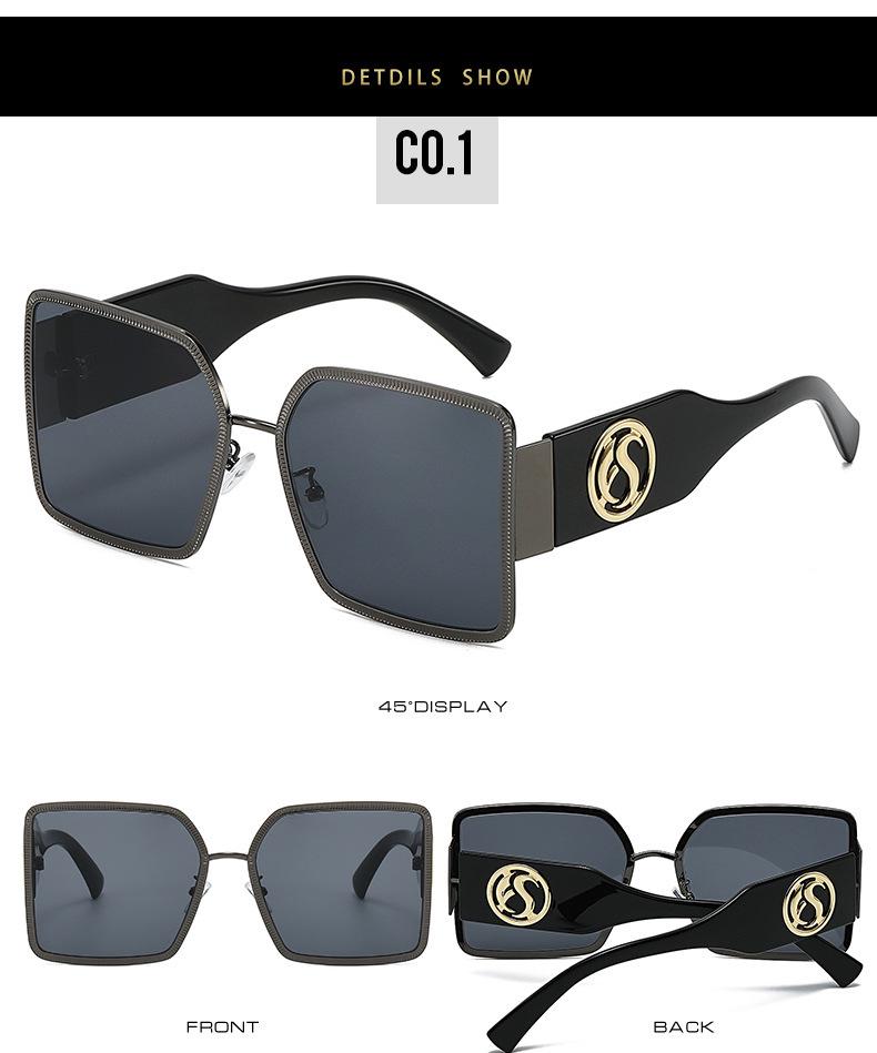 Women's Oversized Square Metal Frame Sunglasses: European & American Trend 3726