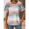 3D Printed Flower Stripe T Shirt For Women Colorful Geometry Graphic Short Sleeves Summer Street O-Neck Tees Tops Loose T-Shirts