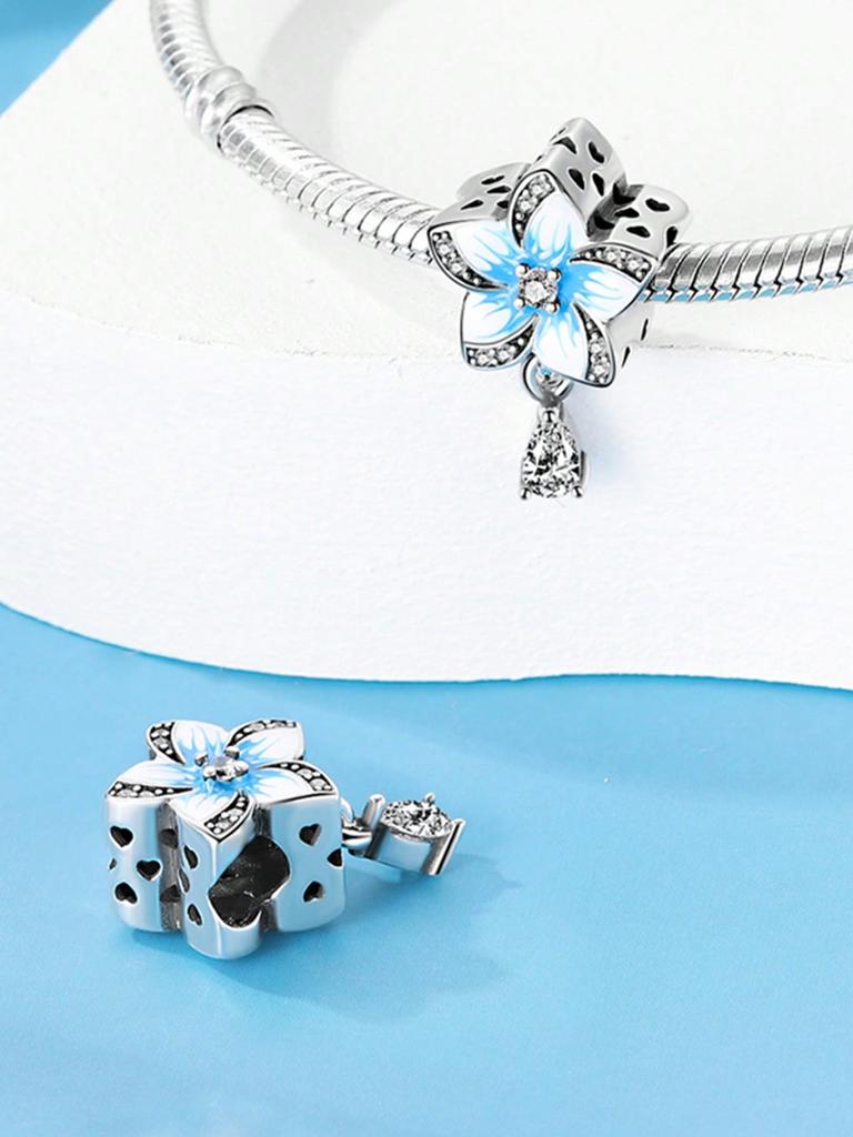 Charms Plata Blue Ocean Eye Ocean Pearl Beads Copper Plated Fit Charms Copperoriginal Bracelet For Jewelry Making Diy Charm