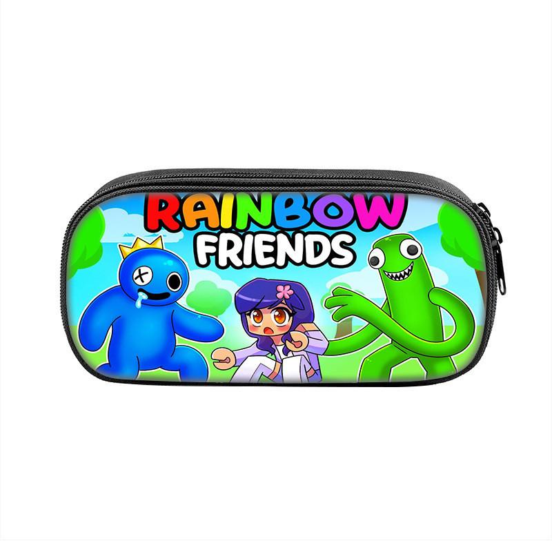 Rainbow Friends Cartoon Pencil Case With Durable Nylon Material Large Capacity School Storage