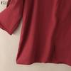 ZANZEA Women Casual V-Neck Loose 3/4 Sleeve Solid Blouse