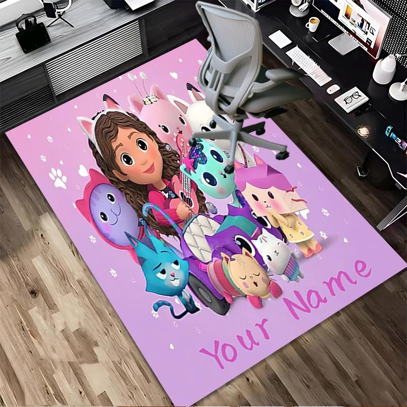 Custom Name Fairy Cat Dreams Living Room Non-Slip Area Rug Soft Carpet for Bedroom Kids Playroom Sofa Office Home Decor Doormat