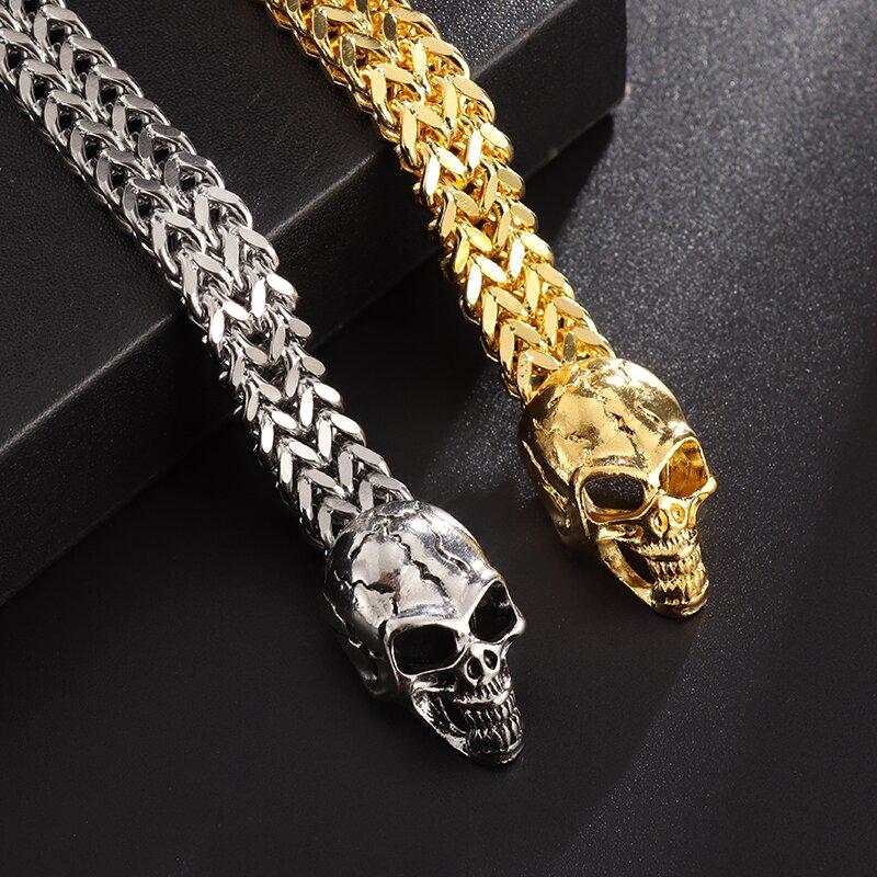 Classic Fashion Punk Stainless Steel Skull Bracelet Men\\\'s Charm Gothic Bracelet Jewelry Gift