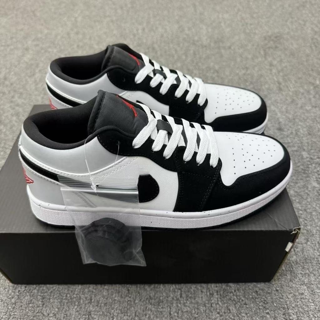 Pure original AJ low top basketball shoes low black and white gray aj soot black toes small paris men's and women's casual board shoes
