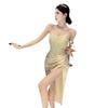 New women's temperament socialite style shiny split suspender dress