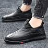 Skórzane Męskie Buty Casual Marka 2024 Męskie Mokasyny Oddychające Wsuwane Czarne Buty do Jazdy Miękka Podeszwa Sneakersy na Platformie