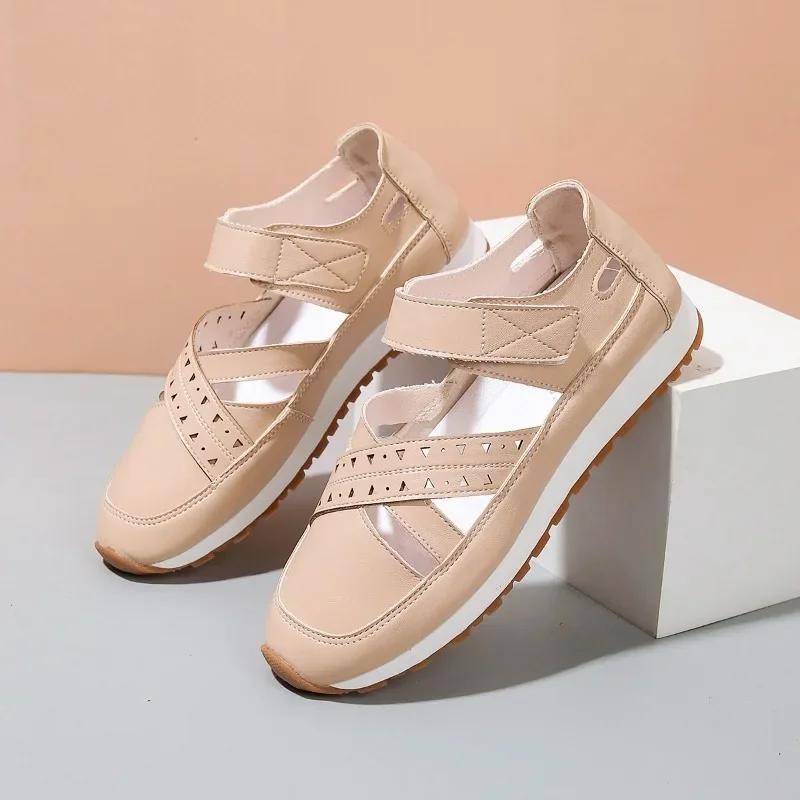 Fashion Ladies Shoes 2025 Fashion Closed Toe Women's Sandals Summer New Casual Plus Size Hollow Out Comfortable Flat Low Heels Sneakers