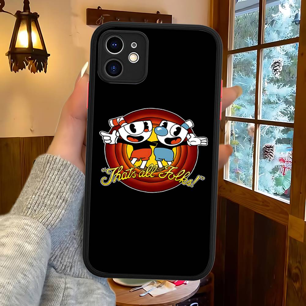 C-Cuphead Classic Game Phone Case For IPhone 16 15 14 13 12 11 Pro Max XS Max X Plus Matte Shockproof Cover