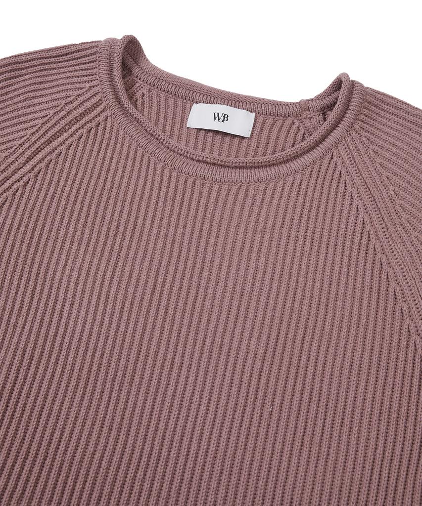 WEST GRAND BOULEVARD French Oversized Raglan Ribbed Cotton Knit Dusty Pink