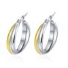 European and American Style Spherical Round Plated 18K Gold Two-color Women's Trend Stainless Steel Earrings, Simple Trend Earrings