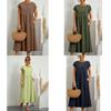 Minimalistisches Baumwoll-Leinen-Kleid mit Taschen für den Frühling, Freizeitkleidung