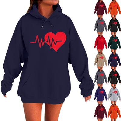 Dames Losse Comfortabele Casual Modieuze Love Bedrukte Sweatshirt met Lange Mouwen