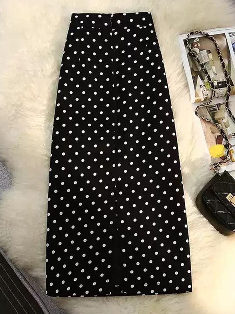 2026 Damen High-Waist A-Linien Polka Dot Midi-Rock mit Schlitz - Neuer Sommer-Artikel