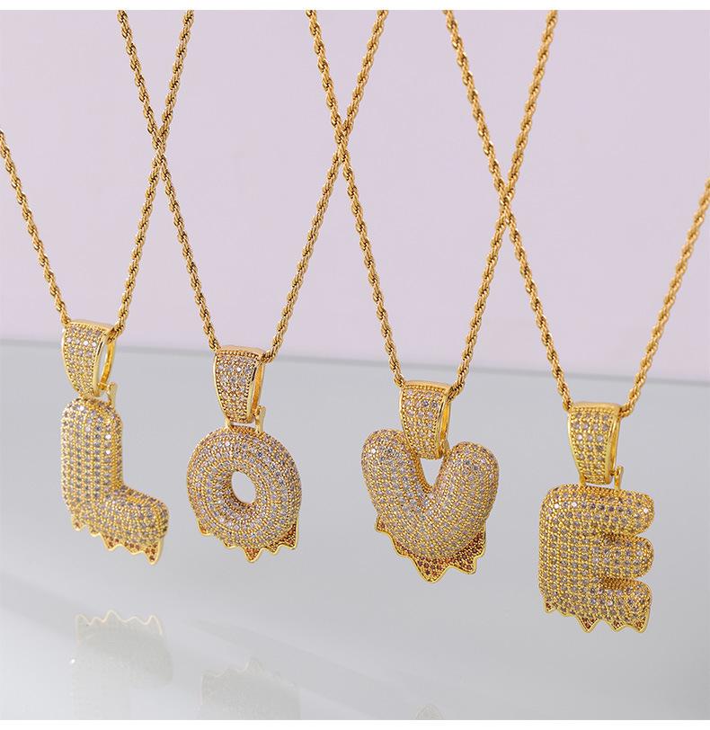 Elegant European-Style Necklace: Women's 26-Letter Diamond-Inlaid Copper Pendant on Titanium Steel Clavicle Chain